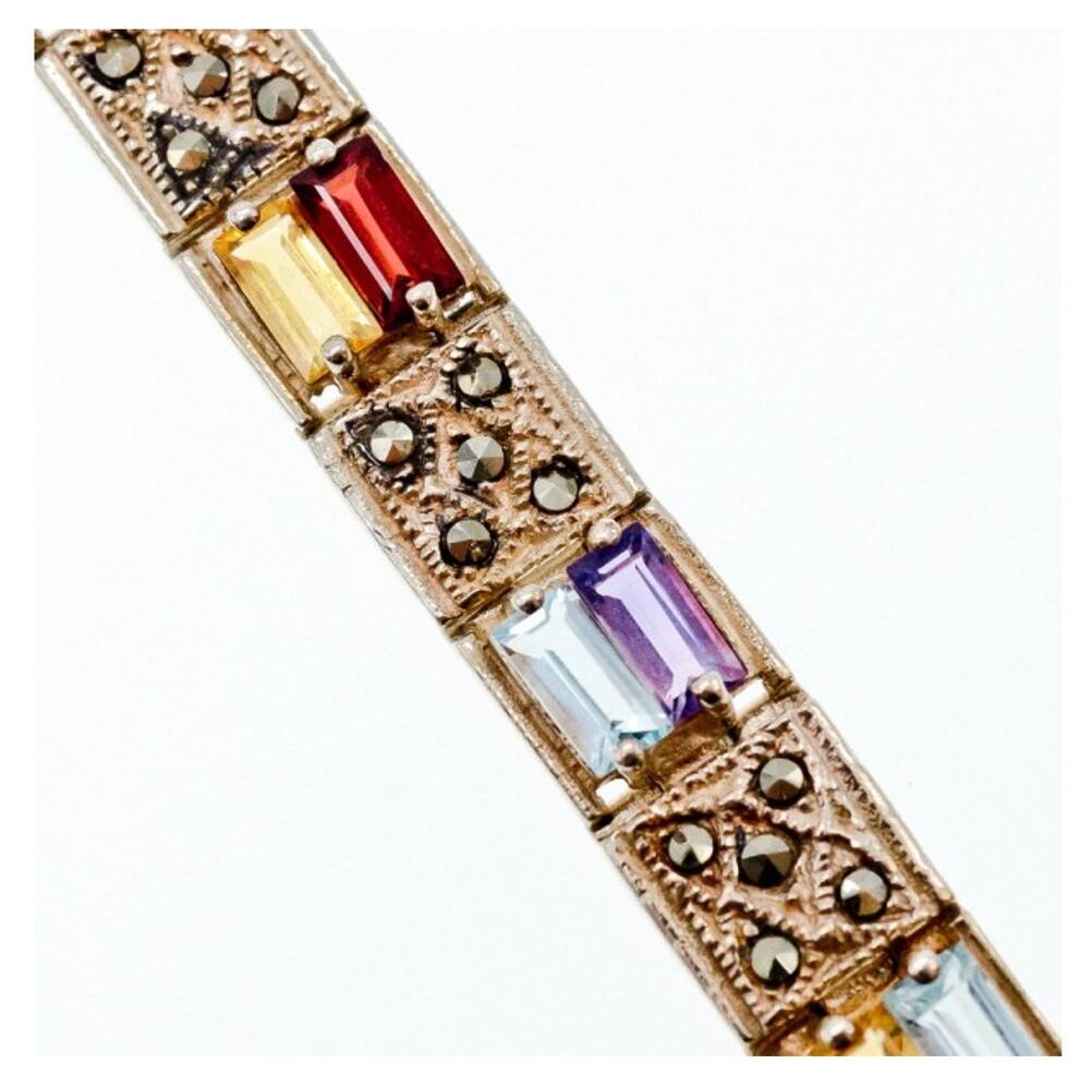 925 Sterling Silver Multi Gemstones Bracelet
